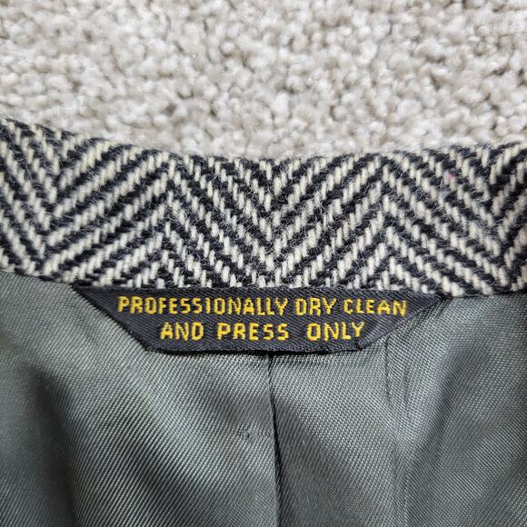 Vintage John Weitz Tweed Sport‎ Coat Mens XL Black White Herringbone Wool Lined - Picture 9 of 16
